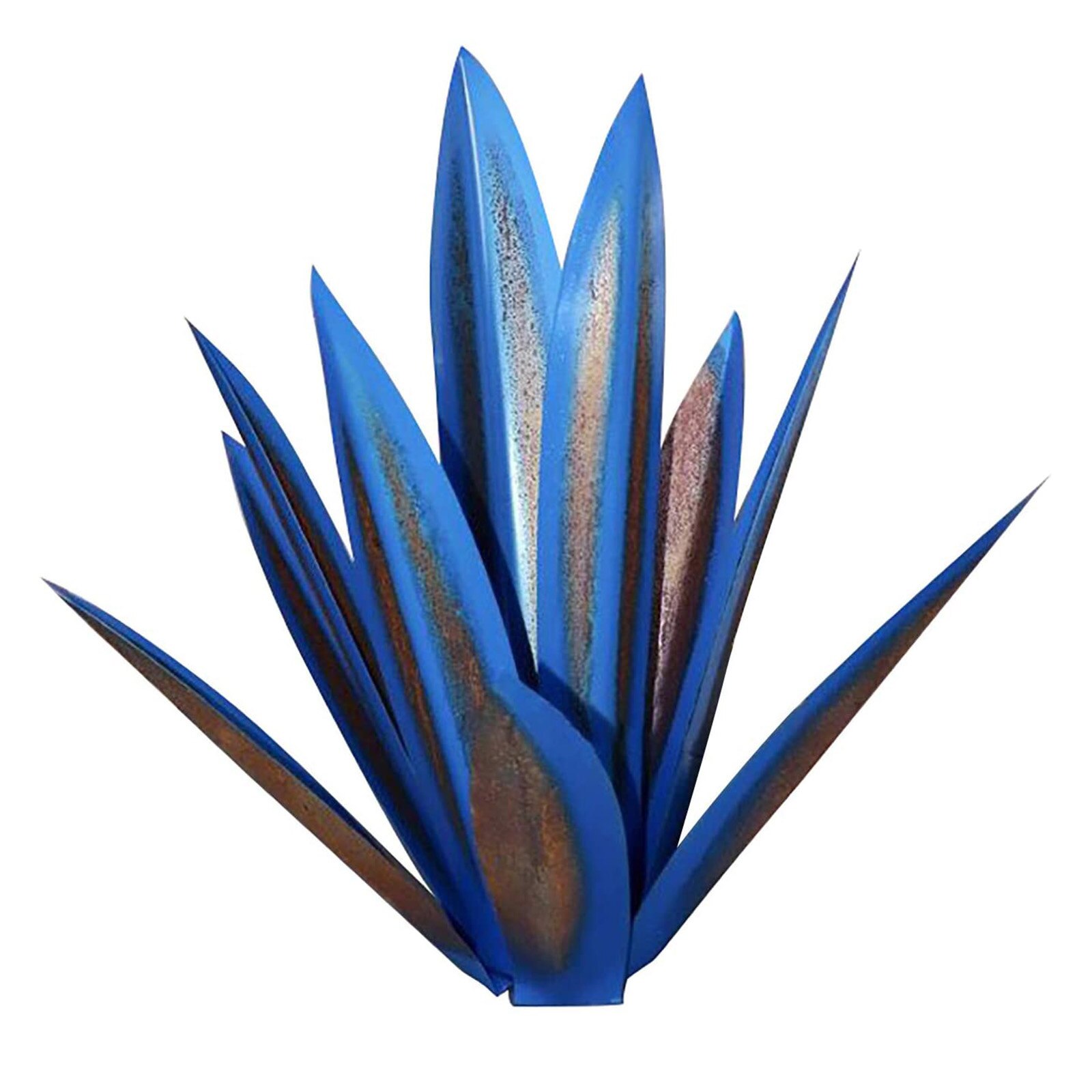 Rustique Sculpture En Métal Peint à la Main Artificielle Agave FER BRICOLAGE Statue D'art Plante Pour La Décoration de Cour De jardin Paysage Ornements: Dark Blue 27cm