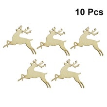 10 pçs forma de veados peças de madeira diy pices de madeira graffiti para árvore de natal pendurado puro artesanal ensino acessório chips a3
