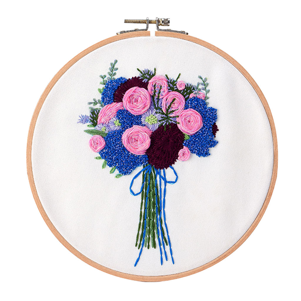 Embroidery Kit Cross Stitching Set Pre-printed Flower Patterns for Beginners: Multicolor 3