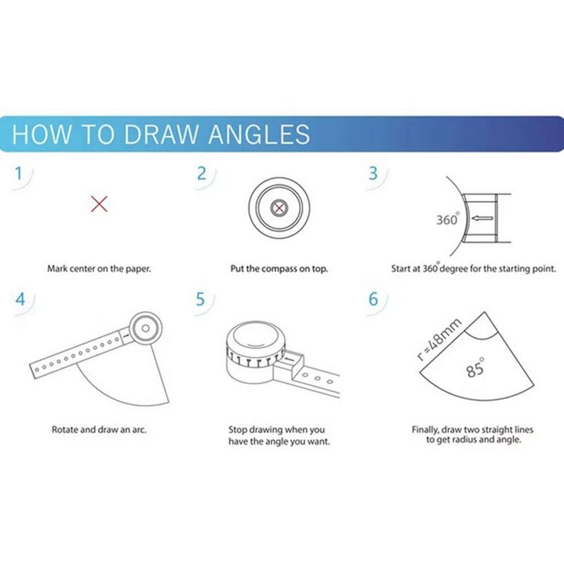 Multi-Function ,Versatile Drawing Tool,Curved Ruler Mini Compass Protractor Combo Patterns for Notepad Designers Artist