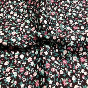 Tela de popelina de algodón con estampado de flores, tela de popelina negra y real de 50x145cm para costura artesanal, vestido de tela para bebé, retazos: design A