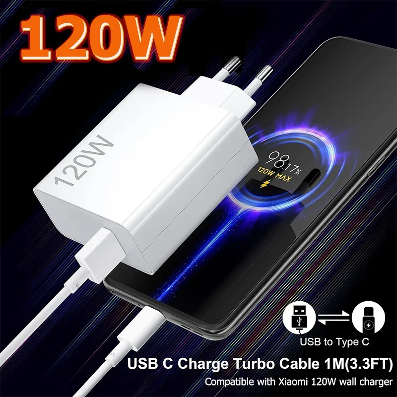 Xiaomi Charger 120W 67W Original GaN Adapter Fast Charging HyperCharge Cargador EU US Redmi Note 14 Pro Mi 14 13 12 POCO X7 Pro