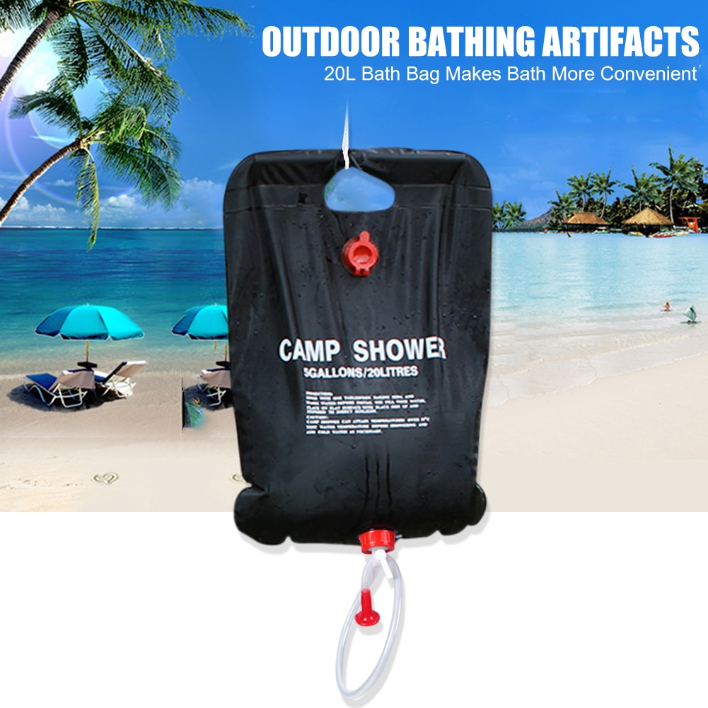 Bolsa de agua plegable de PVC con energía Solar, bolsa de ducha para acampar al aire libre, viaje, senderismo, escalada, barbacoa, Picnic, almacenamiento de agua, 20L