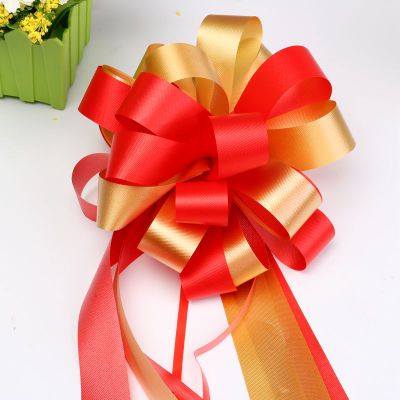 1 stk easy pull sløyfebånd dekorative pull blomst bånd håndlaget gjør-det-selv ferdig bundet satengbånd pakke sløyfe: Rød