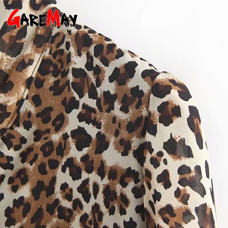 Forår kvinder leopard skjorte kvindelig langærmet sløjfe bluse kvinder leopard print bluse og toppe dame kontor skjorte kvinder streetwear
