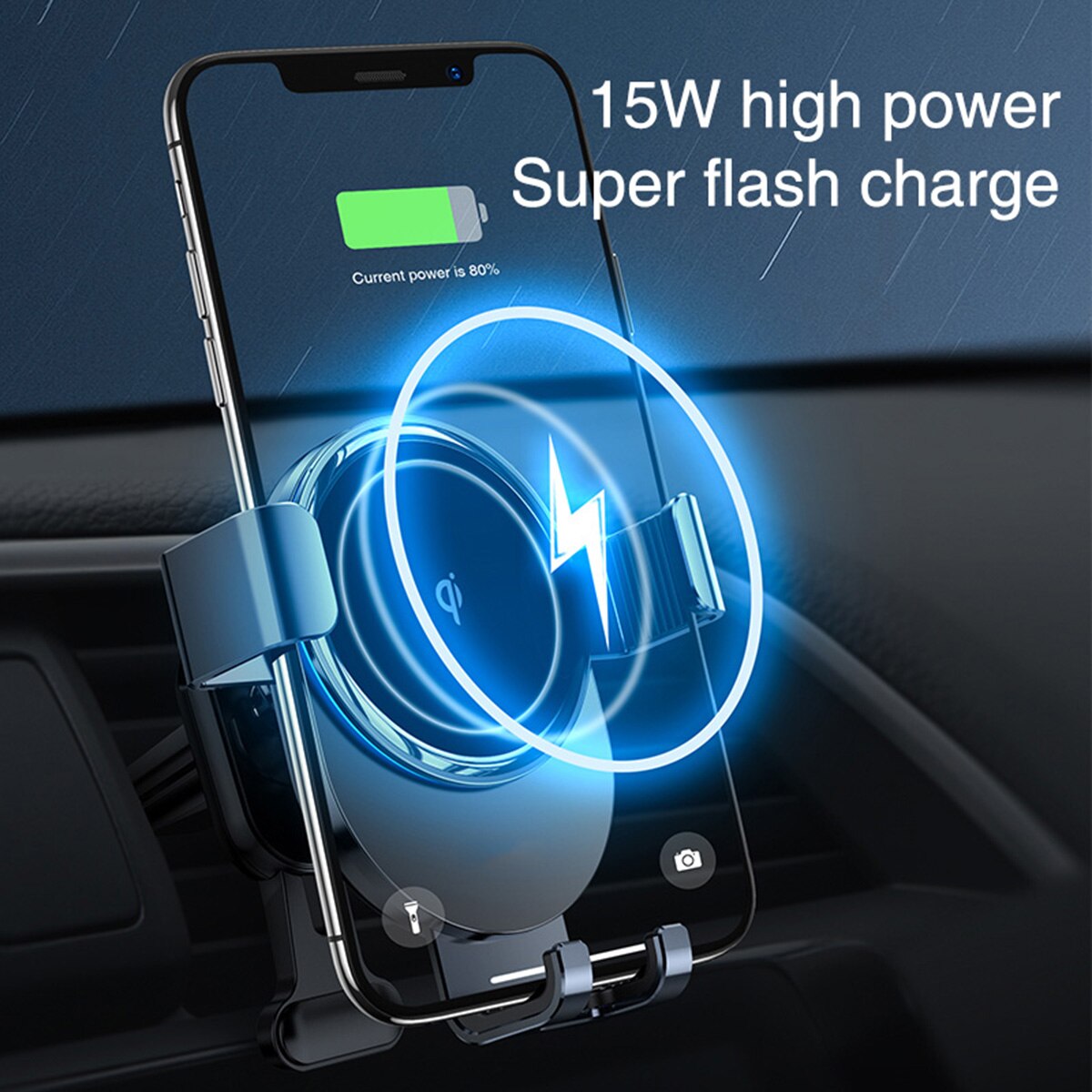 15W Qi Draadloze Oplader Auto Telefoon Houder Air Vent / Dashboard Snelle Oplader Mobiele Telefoon Houder Oplader Type-C Zwaartekracht Beugel