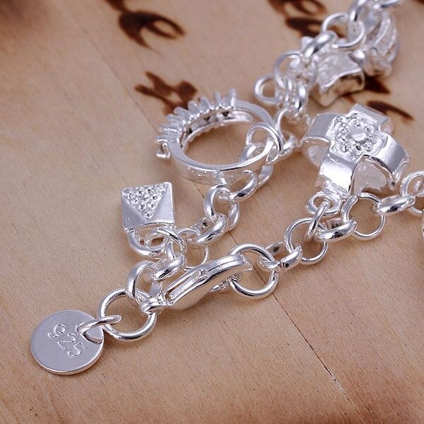 S925 sterling Silver color 13 charms bracelets bracelets women jewelry h144
