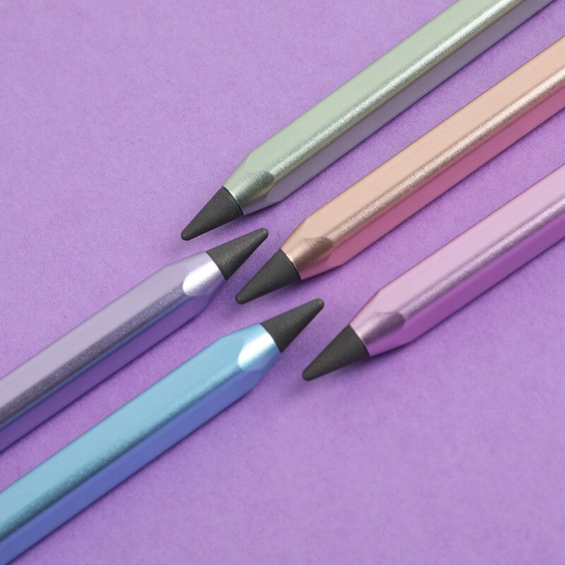 1Pcs Mode Metalen Potlood Vierkante Zonder Inkt Duurzaam High-End Handtekening Pen Kantoor Student Leveringen