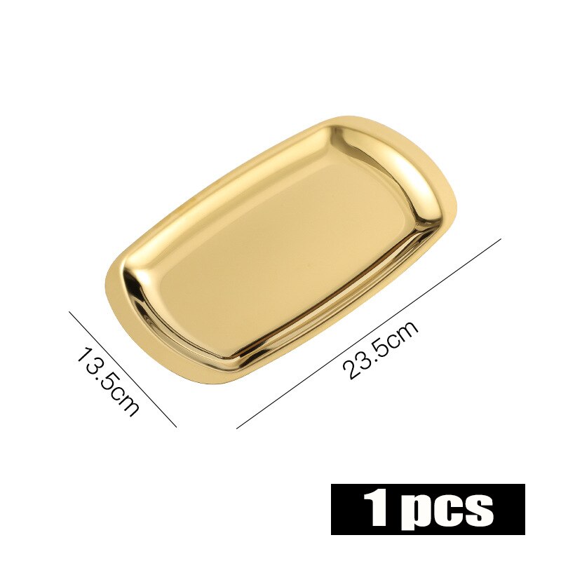 Gold Dining Plate Stainless Steel Dessert Plate Towel Nut Fruit Cake Tray Snack Kitchen Plate Nordic Style Steak Kitchen Plate: N