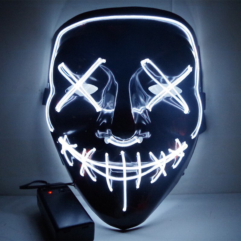 Led Mask Halloween Party Masque Masquerade Masks Neon Maske Light Glow In The Dark Mascara Horror Maska Glowing Masker Purge: white