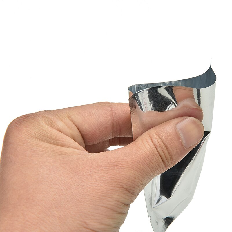 Bolsas de aluminio para sellado al vacío, bolsas de Mylar plateadas para almacenamiento de utensilios de cocina para el hogar, 100 Uds.