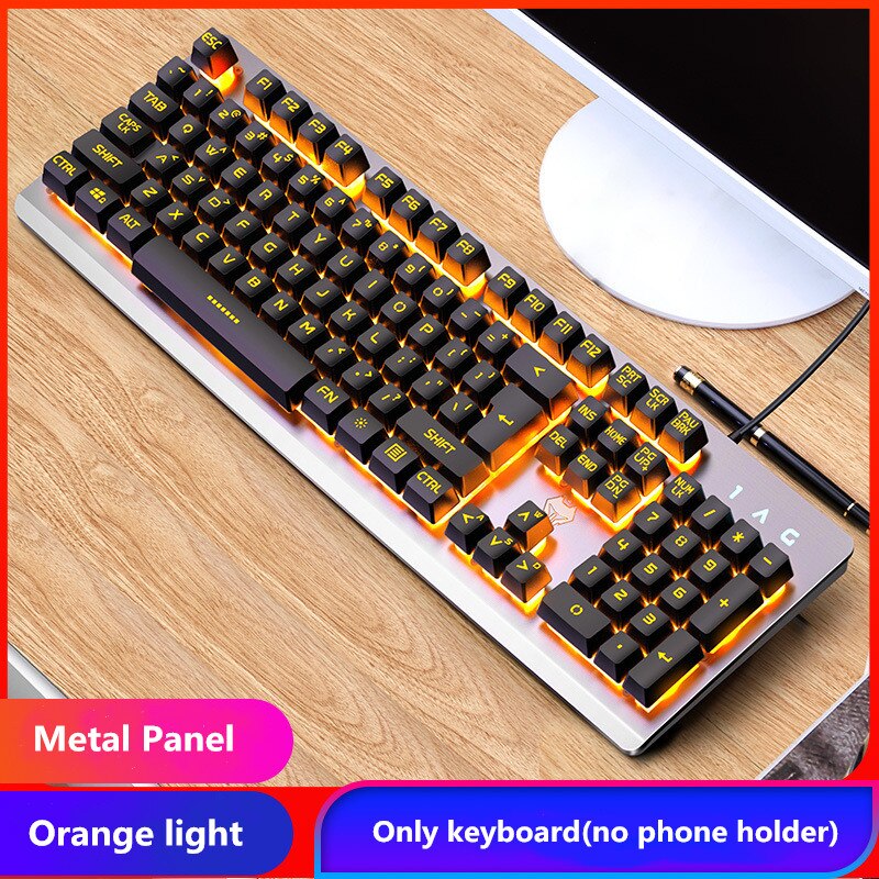 Gamer Keyboard Mouse Kit Gaming Full Size 104 Keys Mechanical Feeling RGB USB Wired for PC Laptop Computer Office: 2-only keyboard