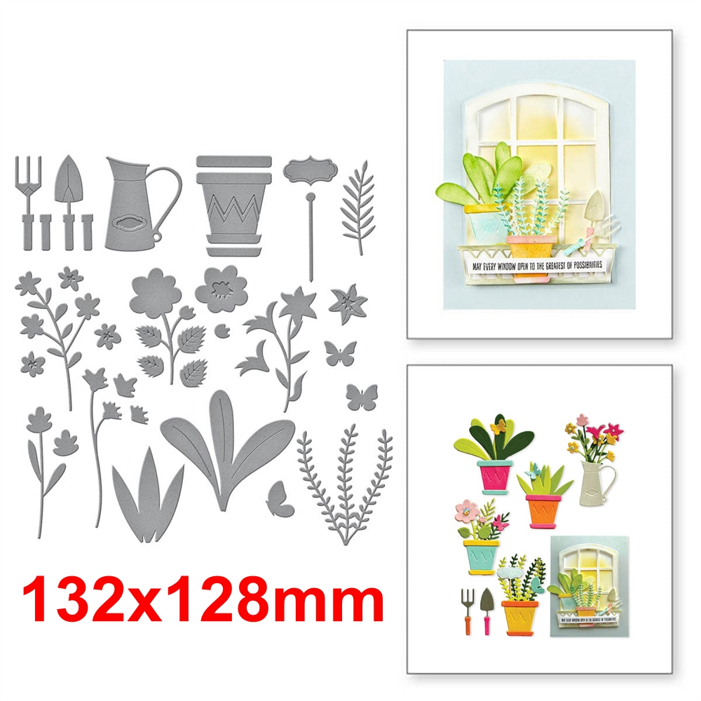 Troqueles de corte de Metal para álbum de recortes, ventana de flores, conejo de pascua, número de cesta, maceta de abeja, álbum de recortes, fabricación de álbumes de tarjetas, plantilla de manualidades DIY, 2024: Borgoña