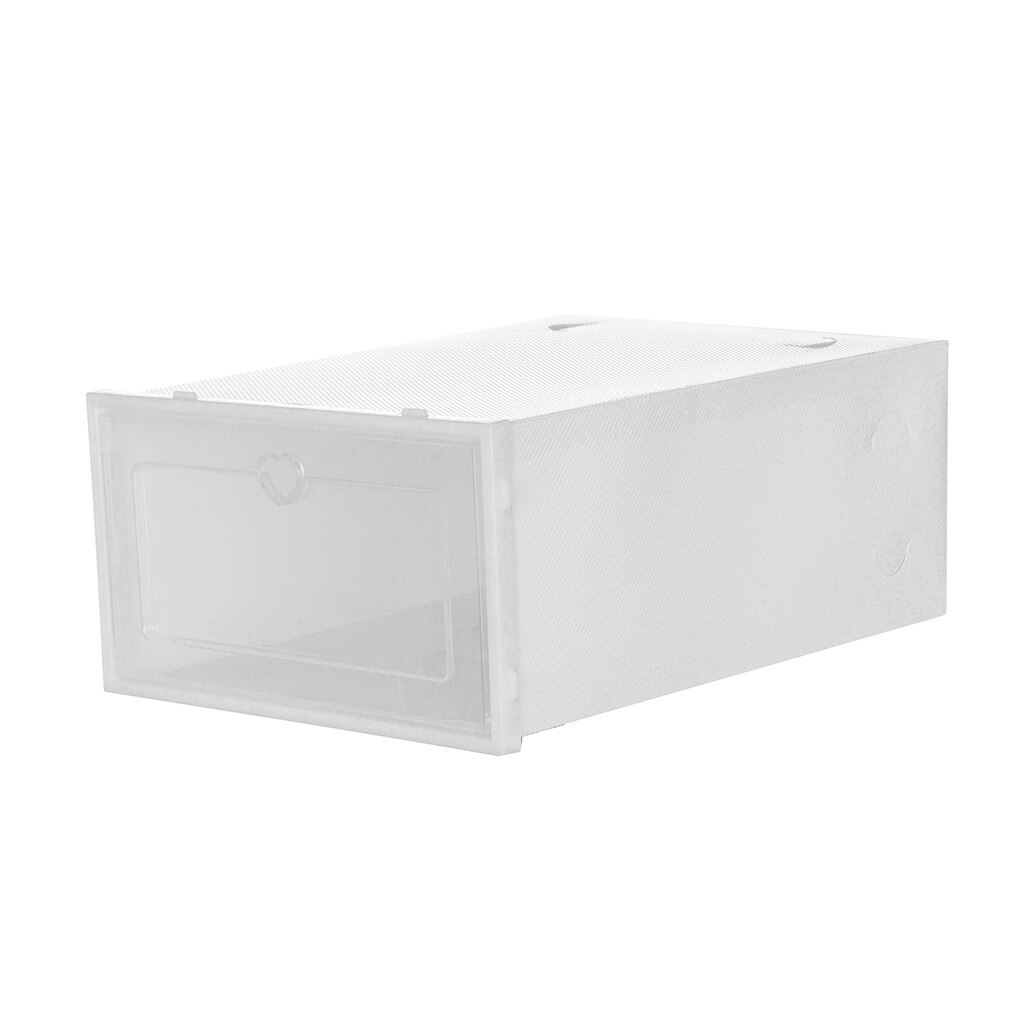 Flip sko æske fortykket gennemsigtigt skuffe etui plast sko æsker stabel æske sko organisator sko æske opbevaring sko rack  #c2: Hvid / L