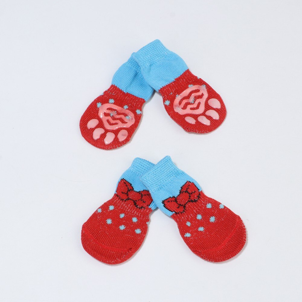 Honden Kat Schoenen Anti-Slip Gebreide Sokken Hond Sokken Dikke Warme Poot Protector Hond Sokken Booties Huisdier Accessoires voor Puppy Kitten: red / M