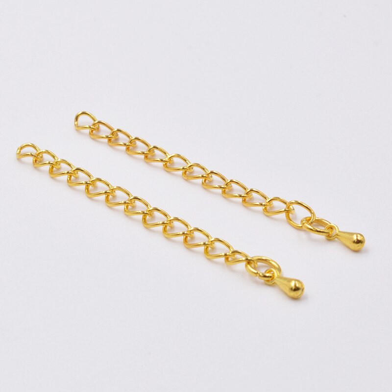 20 stücke 50/70mm Gold/Silber überzogene Wasser Tropfen Ende Perlen mit Extended Verlängerung Schwanz Kette Anschluss für Schmuck, Die Entdeckungen: Gold / 70mm