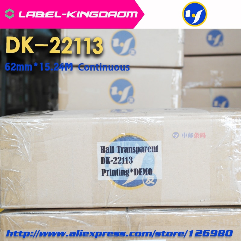 4 Rolls Compatibel DK-22113 Label 62mm * 15.24M Continu Compatibel voor Brother Label Printer Half Transparant Materiaal