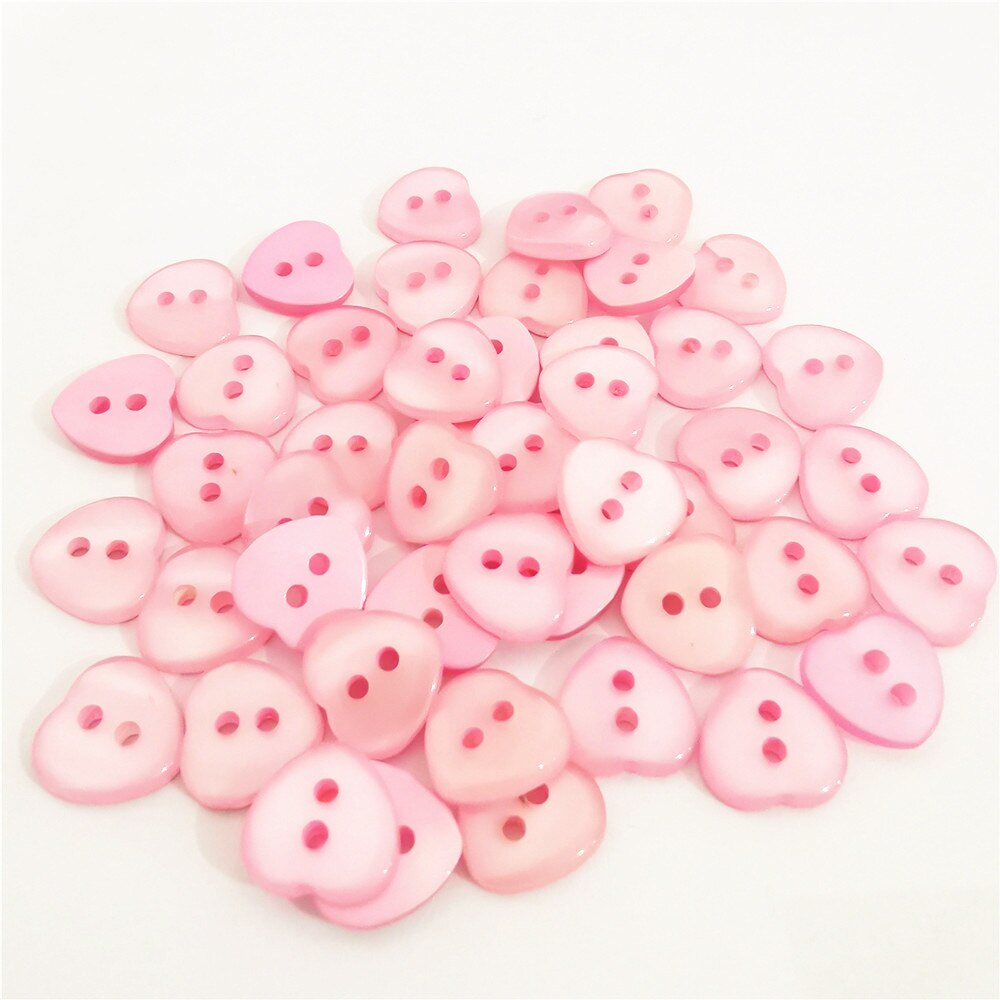 100Pcs 10X11Mm Roze Hars 2 Gaten Hart Knoppen Naaien Accessoires Baby Fancy Knop Voor Scrapbooking