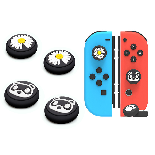 Animal Crossing Thumb Grip Stick Caps For Nintendo Switch/Lite Joystick Cover Cute Black Green Joycon Button Cases Accessories: Grey