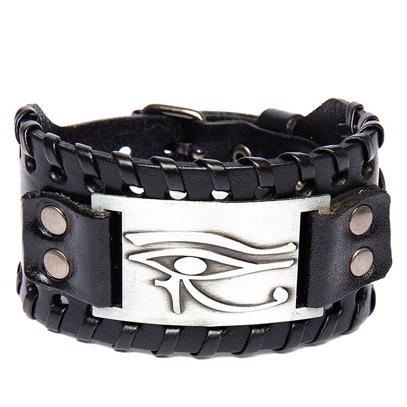 Trendy Verstellbar Alte Leder Armband für Männer Auge von Horus Symbol Wicca Amulett Armbänder Vintage Talisman Schmuck