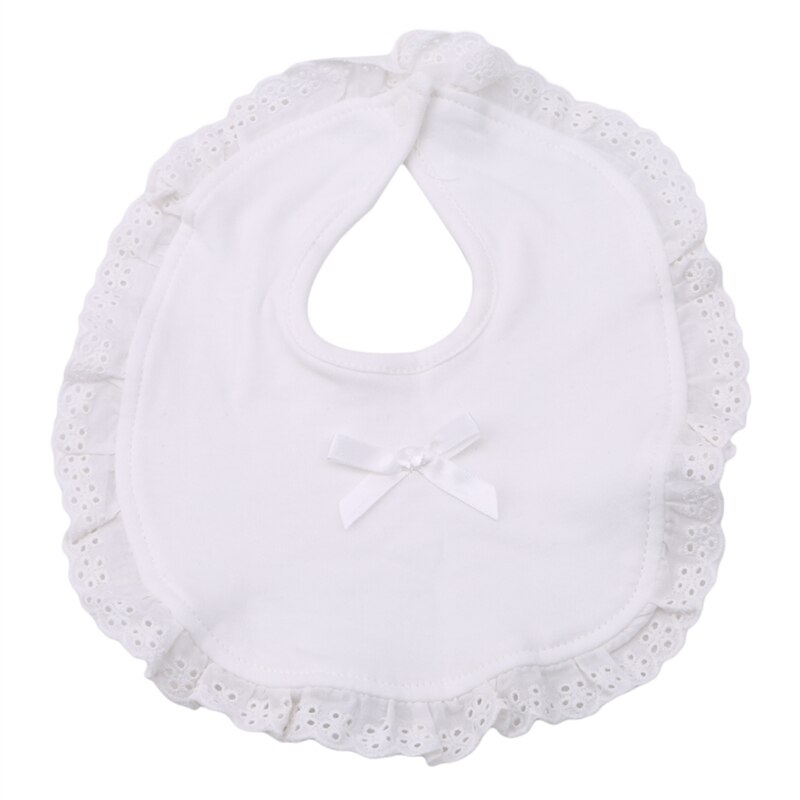 Bavoirs bébé coton dentelle noeud rose et blanc bavoir bébé fille joli bavoir infantile salive serviette doux bébé absorbant tissu