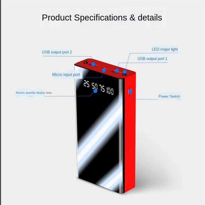 50000Mah Mobiele Power Bank Met Zaklamp Led Digitale Display Snel Opladen Externe Batterij Travel Outdoor Draagbare Oplader