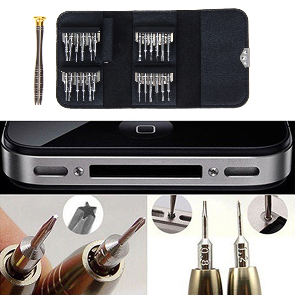 Bijgewerkt 25 in 1 Magneet Schroevendraaier Set Repair Hand Tool Kit Voor iPhone 5 5 S 6 Mobiel Tablet PC glazen Horloge Draagbare Portemonnee