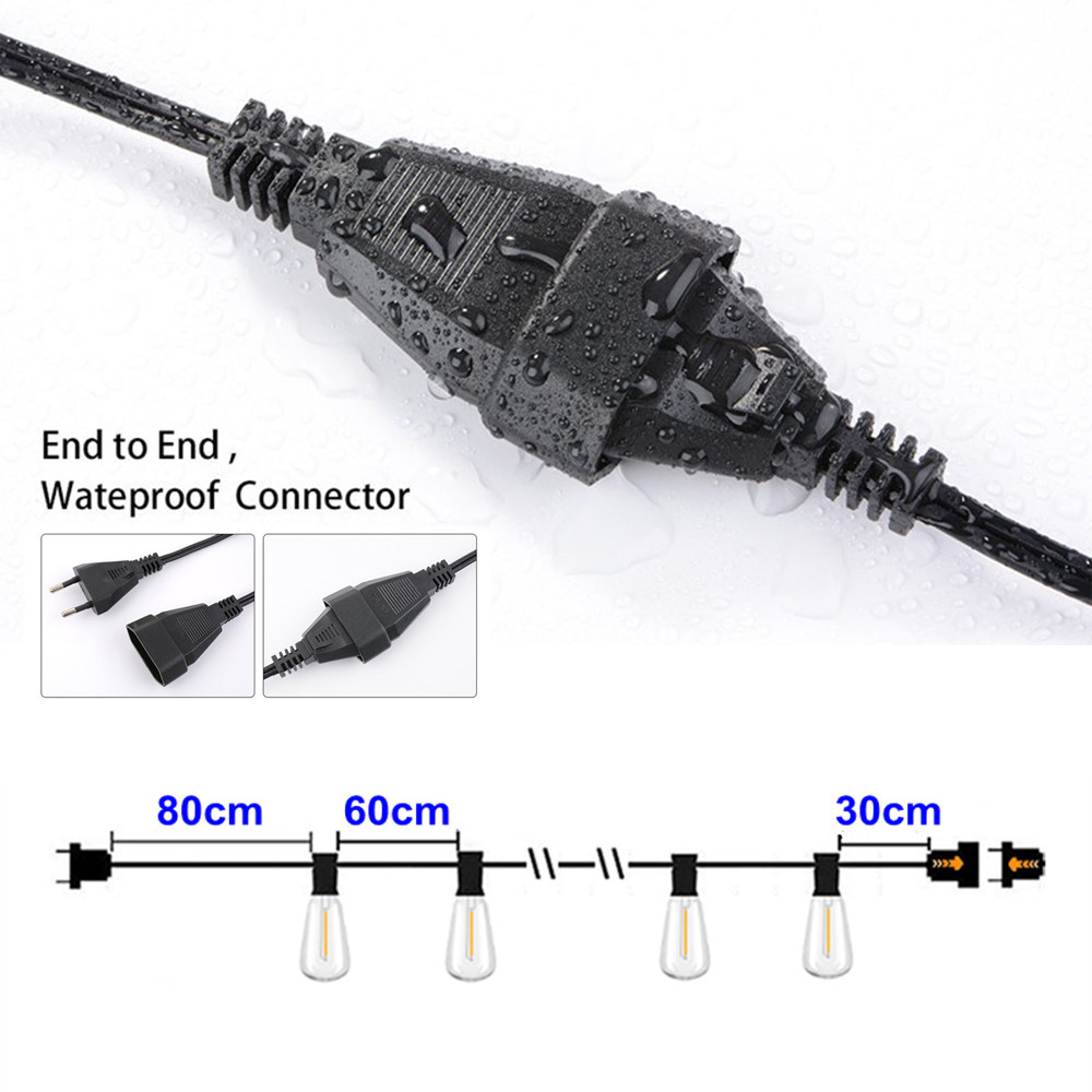 ST38 Globe Outdoor LED String Lights Plastic Shatterproof Bulbs Waterproof Patio Lights for Garden Outside Backyard Porch EU220V