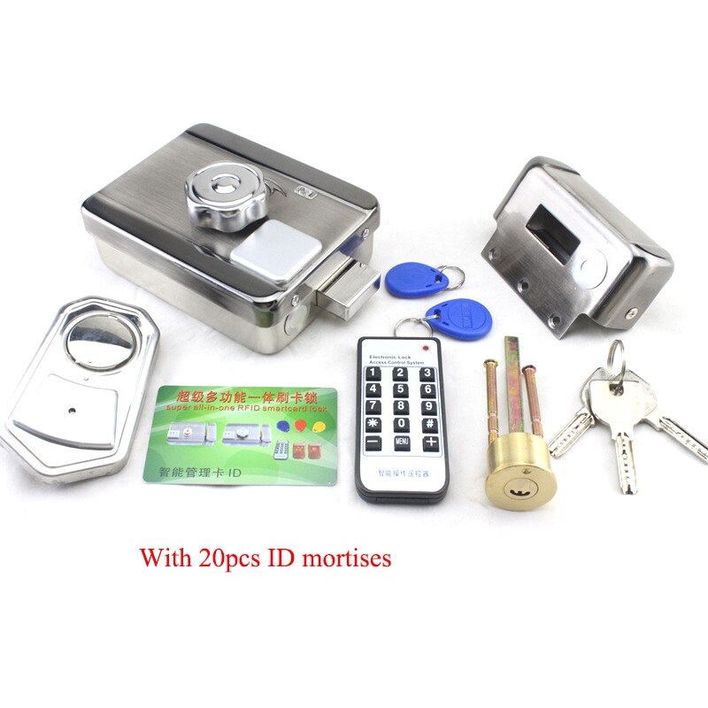 Anti-smashing metal DC12V 125KHz RFID ID card electric lock door lock can work with intercom for home office access control: Kit 5