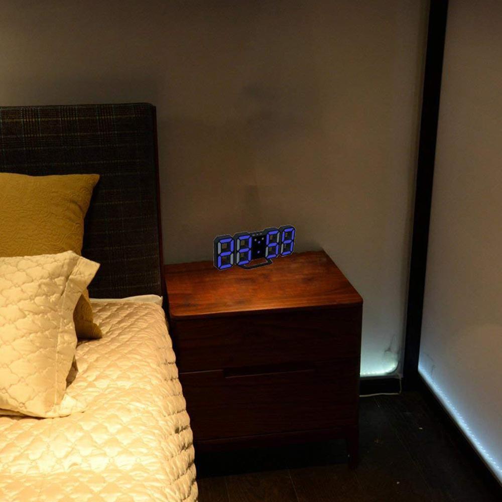 Smart 3d Digital Clock Alarm Clock Digital Wall Clock Alarm Clock Clock Electronic Large Temperature LED Clock C0T6