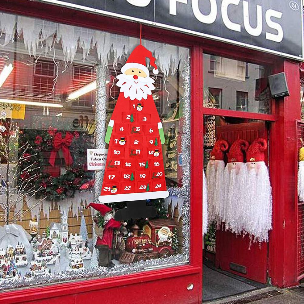 Christmas Advent Calendar With Pockets Felt Fabric Wall Hanging Santa Claus Advent Calendar Exquisite Countdown Decoration