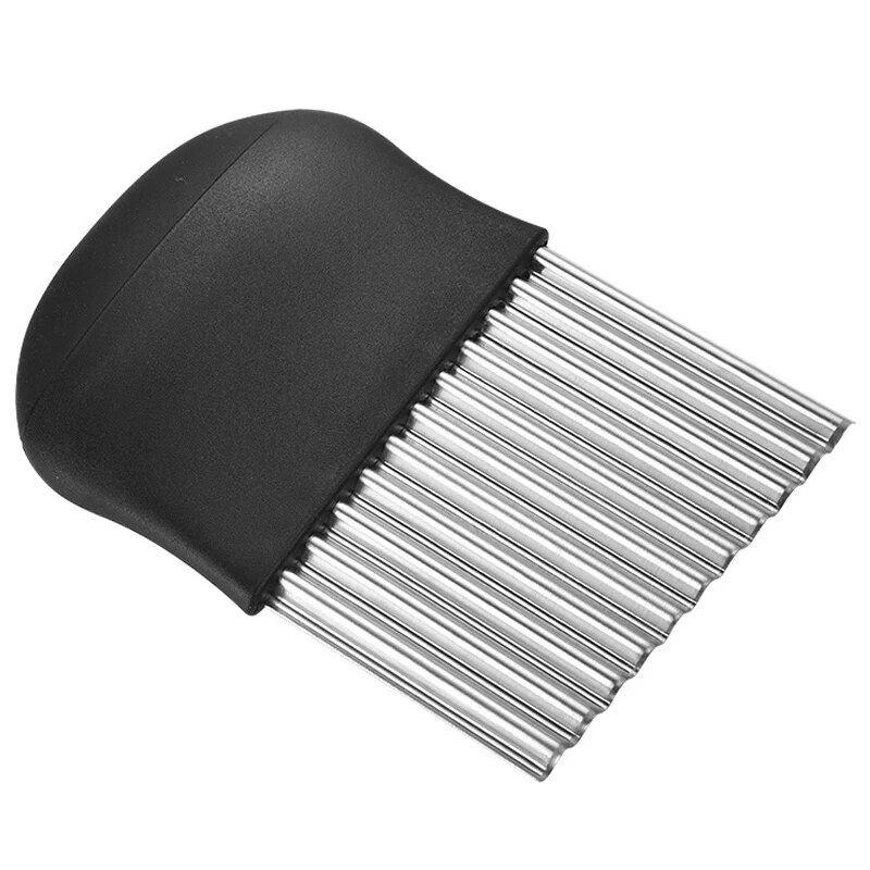 Couteau de cuisine multifonction en acier inoxydable, broyeur de pommes de terre, Mini vague coupe de pommes de terre, couteau ondulé: Black
