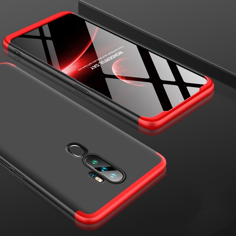 Voor Oppo A9 A5 Case Hard 3 in 1 Armor Matte Hybrid Beschermende Telefoon Cover Voor Oppo A11 a11X 360 Volledige Cover 6.5 inch: Oppo A11 / Red and Black