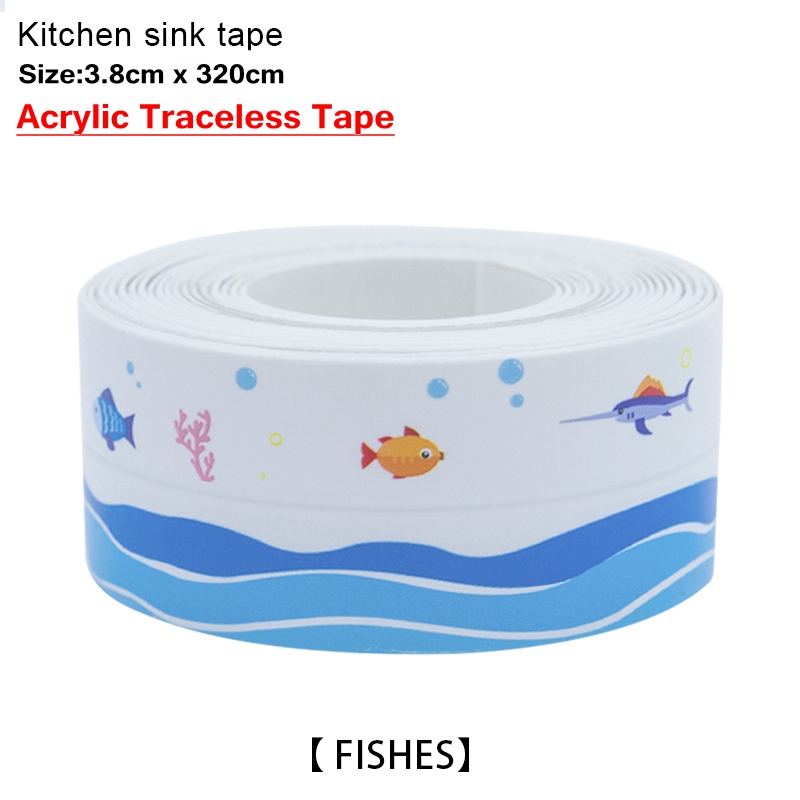 Pvc Zelfklevende Badkamer Tape Stickers Douche Wastafel Bad Afdichtstrip Tape Pvc Waterdicht Muursticker Voor Badkamer Keuken: Acrylic 3.2m fish