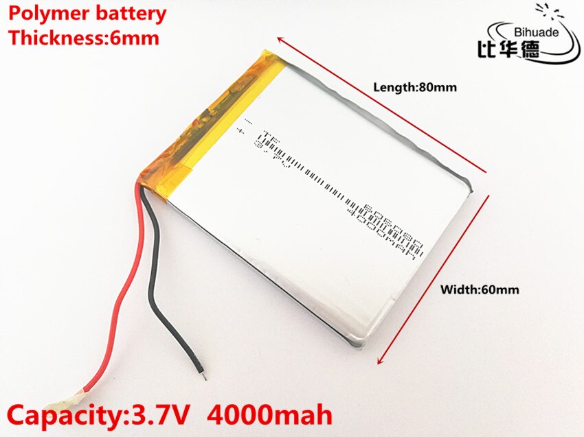 10 pz/lotto 3.7V,4000mAH,606080 batteria agli ioni di litio polimero/Li-ione per 7 pollici tavoletta PC batteria tesoro di ricarica fai da te