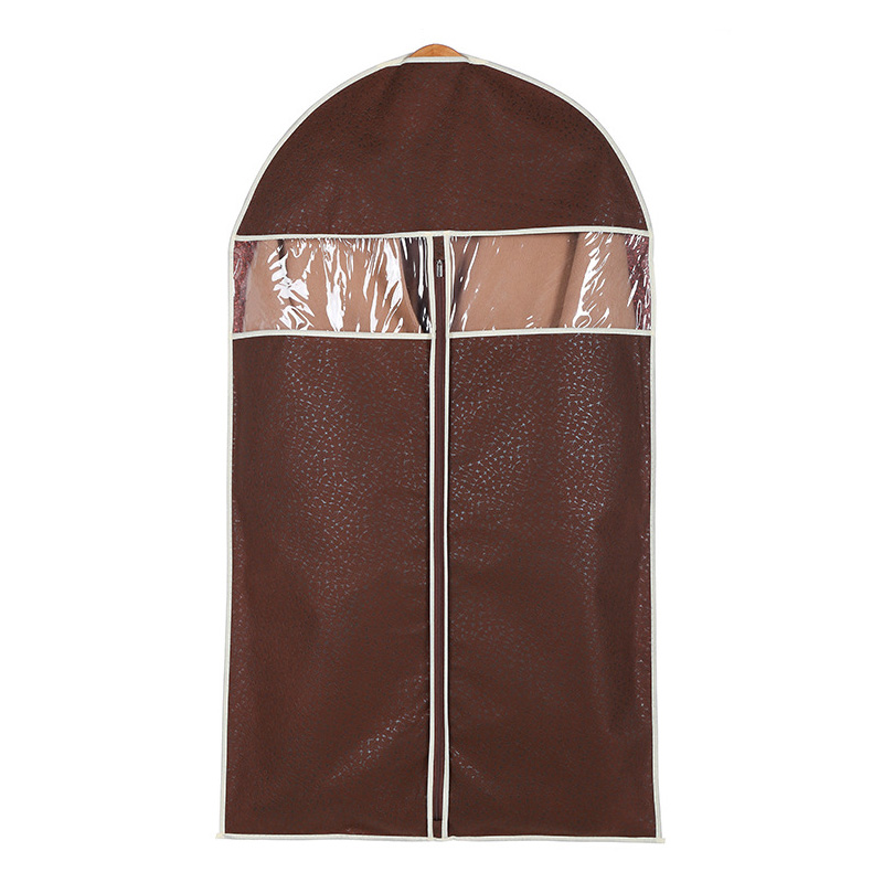 Funda antipolvo de tela no tejida en relieve, bolsa colgante con cremallera para ropa, abrigo, vestido, Protector a prueba de polillas: Coffee / 60x128cm
