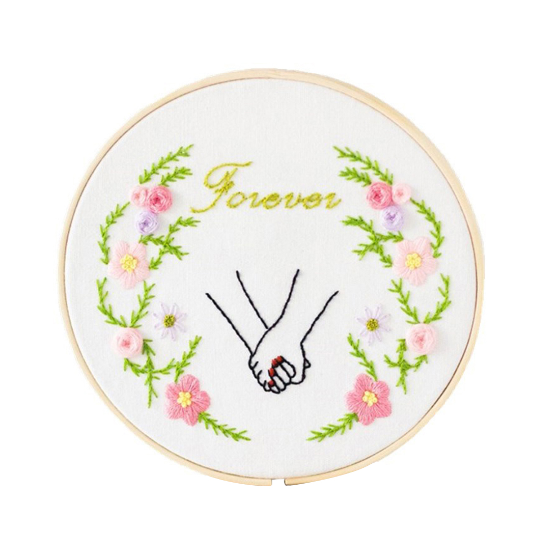 15 x 15cm DIY Cross Stitch Embroidery Starter Kit with Bamboo Embroidery Hoop - Depend: 1