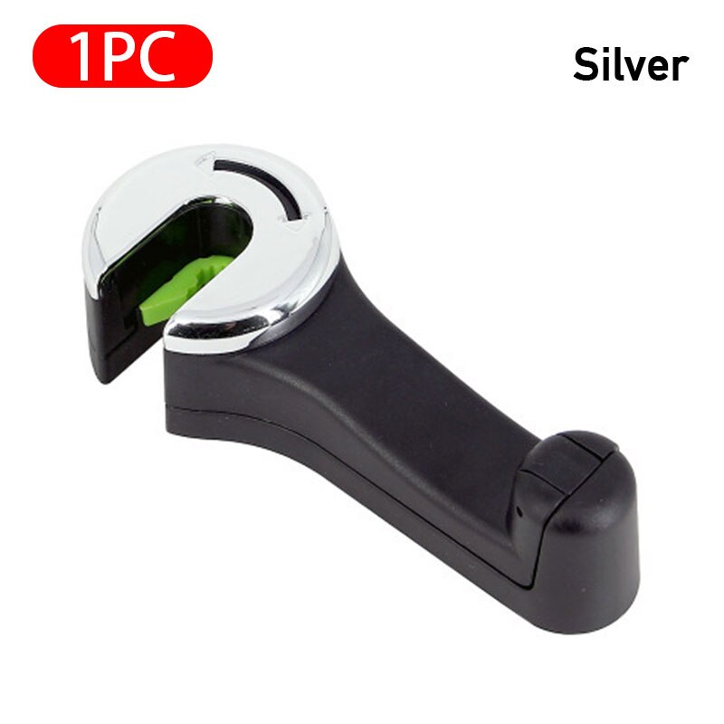 Gancho multifunción para reposacabezas de coche, gancho ajustable para asiento trasero de coche, bolso de mano, accesorios de soporte de tela, colgador trasero de asiento: Silver 1 PC
