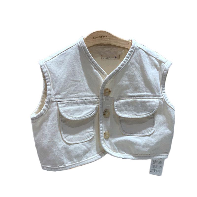 Kids Vest Baby Boys Vest Coat Baby Jacket Denim Waistcoats Outerwear Children Clothing Spring Summer Girls Clothes: white / 12M