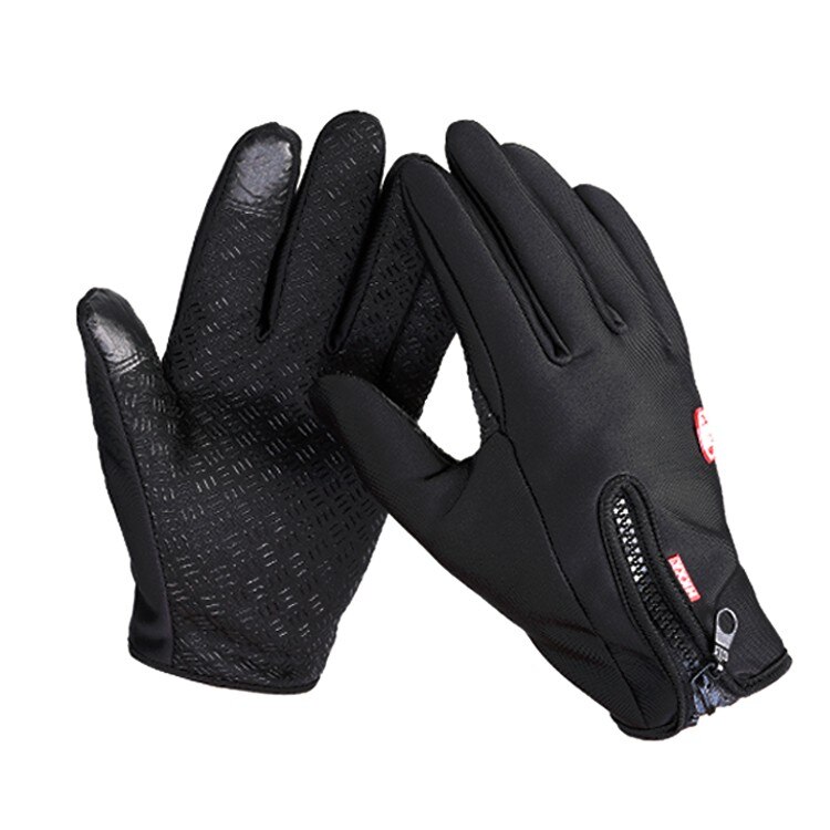 Luvas impermeáveis para motociclismo, 3 cores, ideal para homens e mulheres, luvas de esqui, snowboard e motocicleta, touch screen, neve, à prova d&#39;água, windstopper: black / L