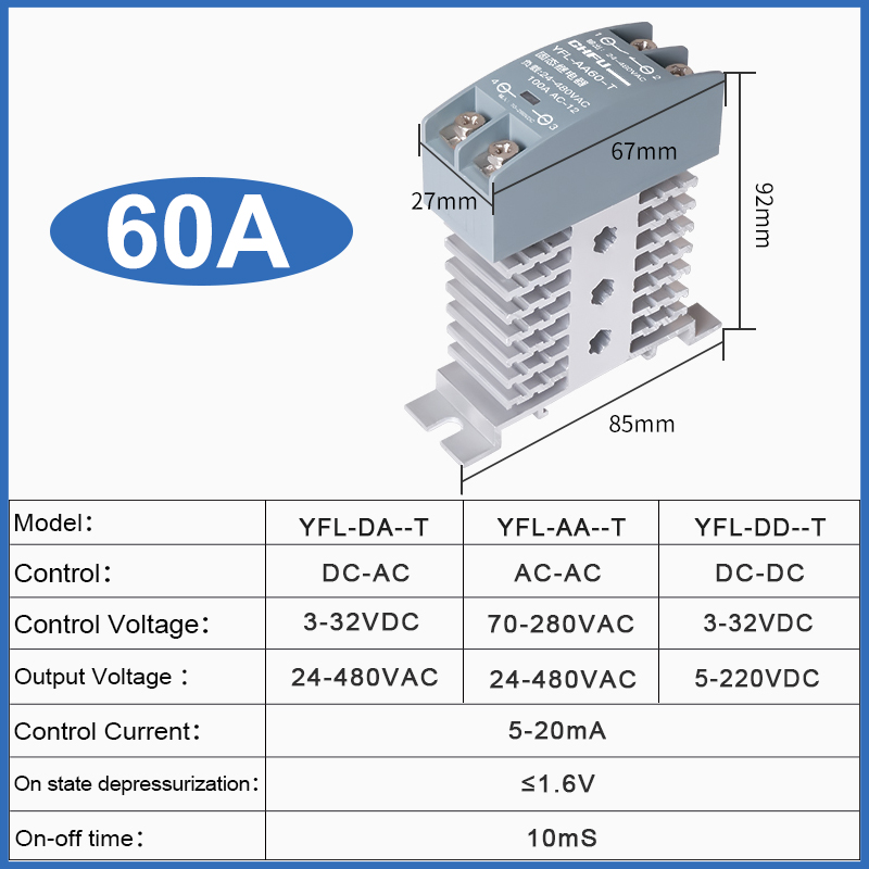 Solid State Relay 10A 25A 40A 60A 80A 100A 120A Din Rail Relay With Radiator SSR Single Phase AC-AC DC-DC: Other / Current Range 2