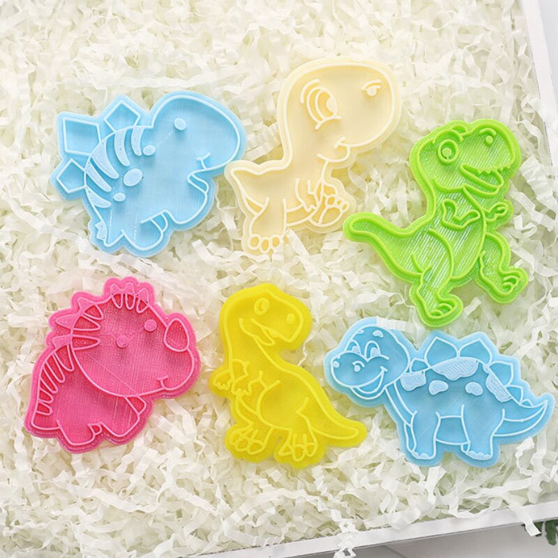 Molde para hornear de dibujos animados dinosaurio cortador de galleta bizcocho herramienta para hornear 3d tres dimensiones tipo de prensa casa molde de galleta de plástico