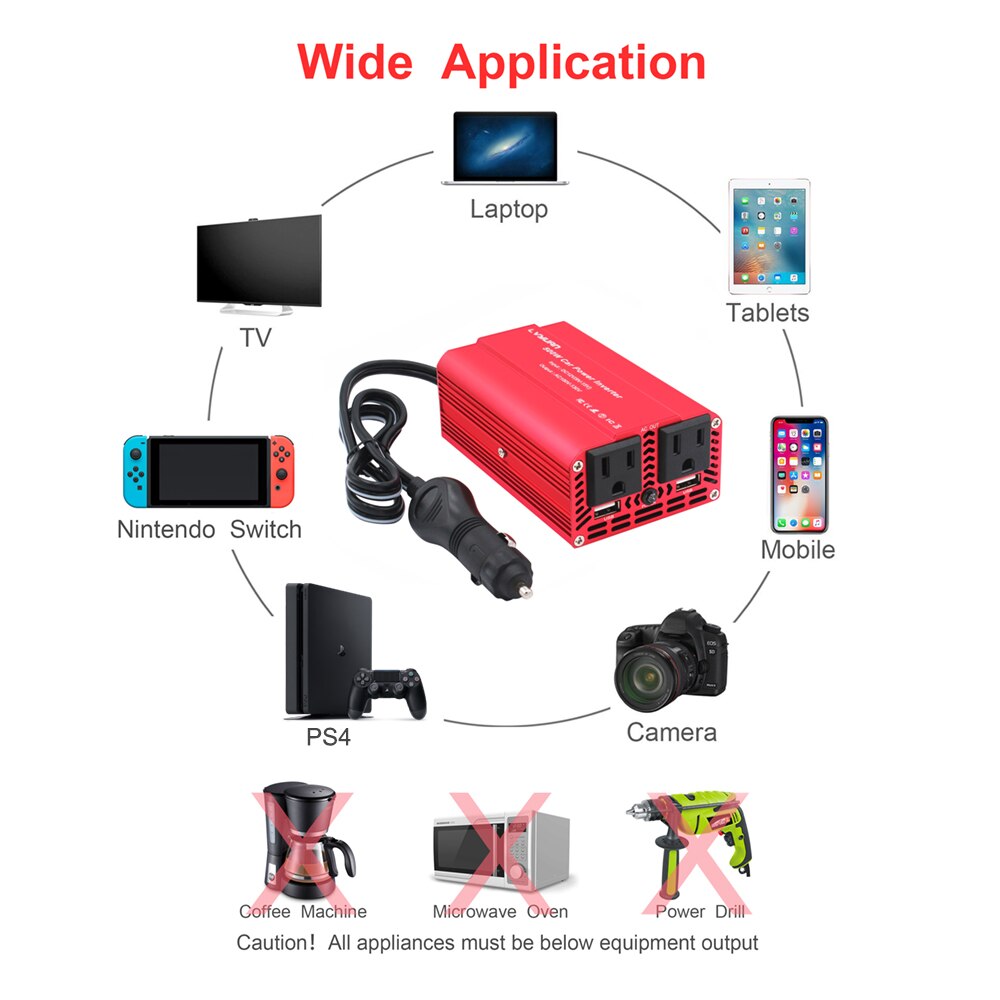 High small car power inverter 12V TO 110V-230V. Lightweight, beautiful and long life. For your favorite lvyuan inverter