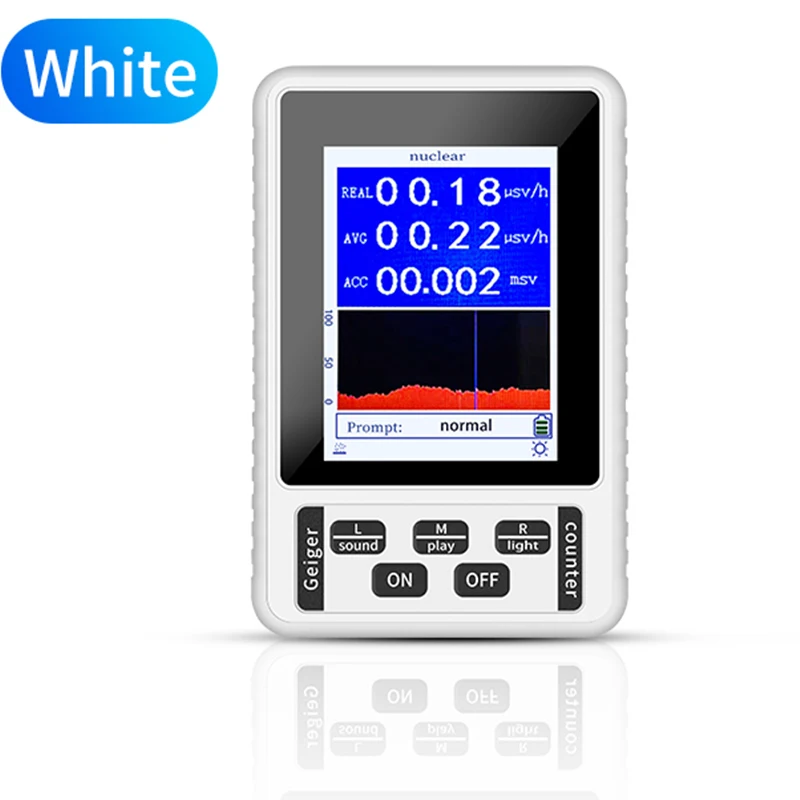 XR1 Pro Nucleaire stralingsdetector Kleurenscherm Geigerteller Persoonlijke dosismeter Marmerdetector Beta Gamma X-ray: WHITE