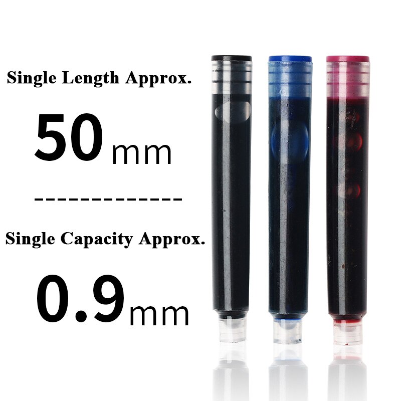 50/100Pcs Fountain Pen Ink Refills 3.4mm Standards International Stationery Office Supplies Ink Pens Blue Black Red Blue-black