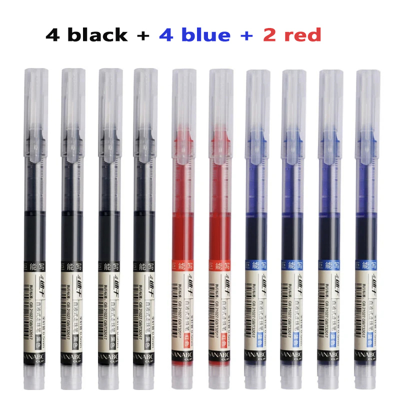 Set Pixuri Gel - 12 Buc - Vârf Scriere 0.5mm - Cerneală Uscare Rapidă - Negru, Roșu, Albastru și Culori: Negru