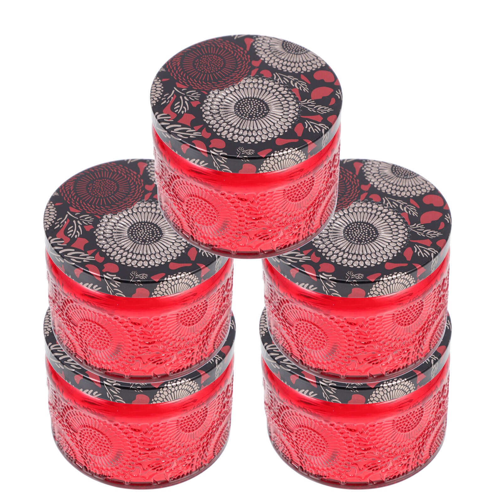 Bocaux à bougies exquis, 5 pièces, bougeoirs à faire soi-même, récipients pour bougies d'aromathérapie: Red