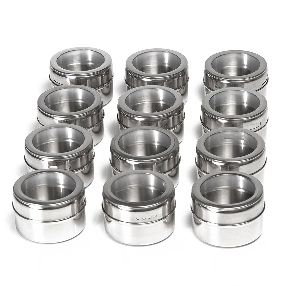 Clear Lid Magnetic Spice Jar Set Stainless Steel Spice Sauce Storage Container Jars Kitchen QP2