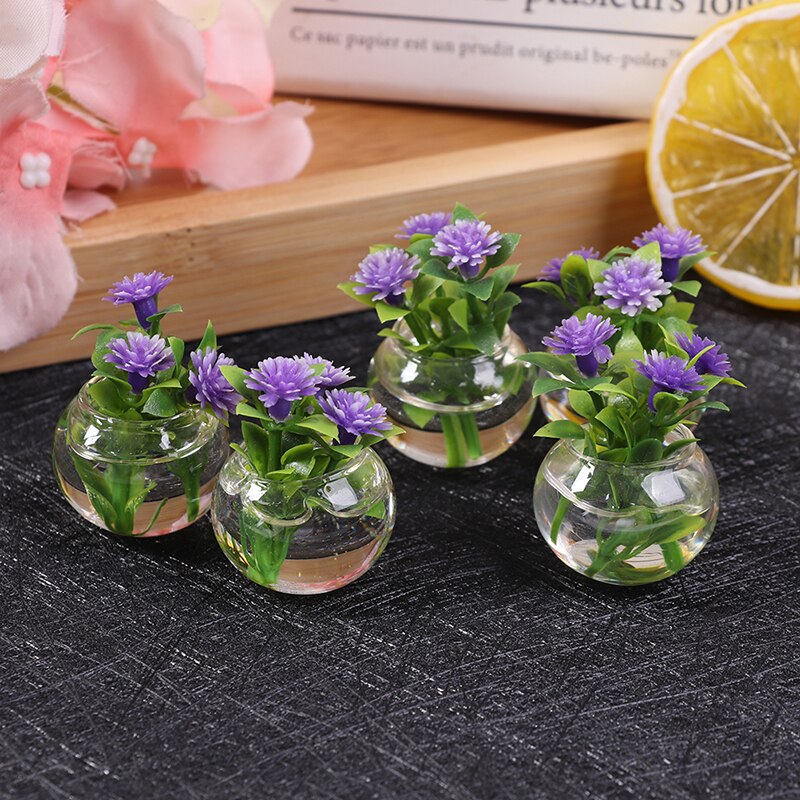 1PC 1:12 Dollhouse Miniature Simulation Potted Plants Green Mini Tree Potted Green Plant In Pot Doll House Furniture Home Decor