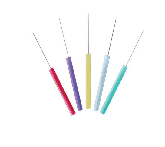 Aguja de acupuntura estéril EACU, accesorio desechable para masaje de belleza, con mango de plástico, 0,12/0,14/0,16/0,18/0,20mm, 0,22 Uds.